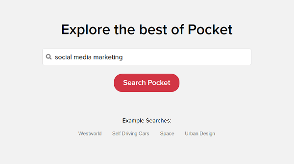Pocket Explore iesaka saturu, pamatojoties uz jūsu interesēm.