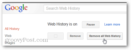noņemiet tīmekļa vēstures apstiprinājumu no google konta