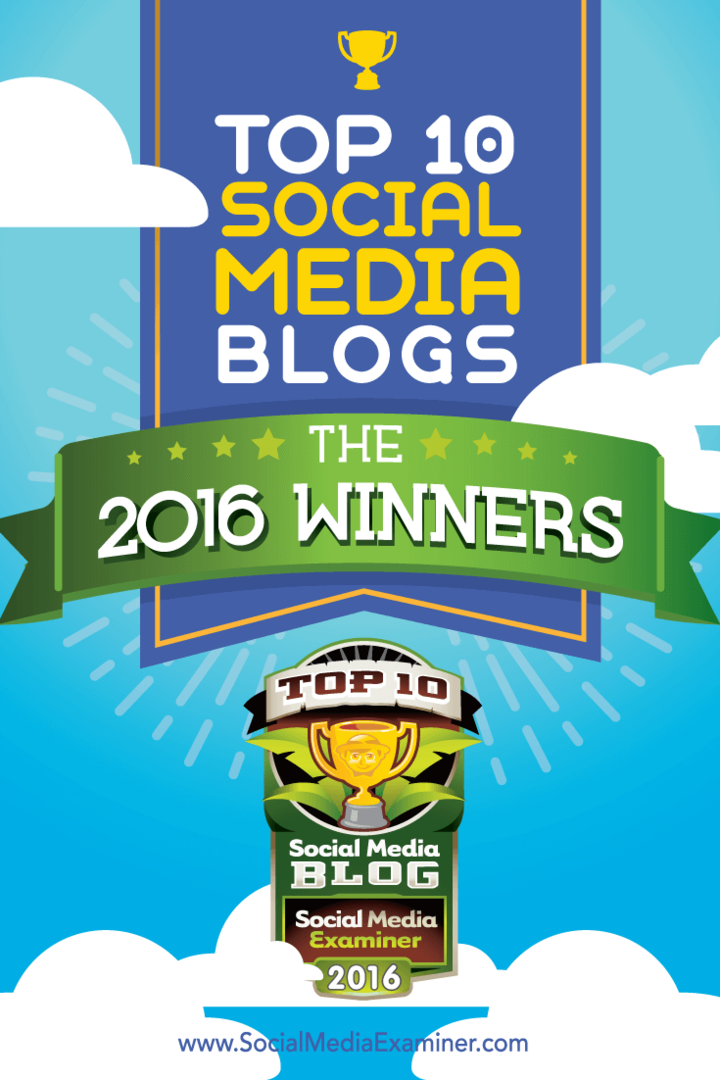 2016. gada desmit sociālo mediju emuāru uzvarētāji
