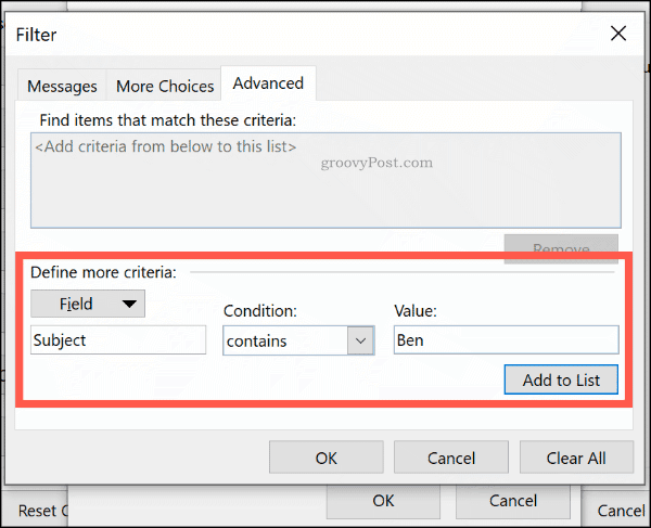 Advanced nosacījuma formatēšanas noteikumi programmā Outlook
