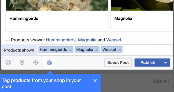 Iekļaujiet produktu saites no sava Facebook veikala.