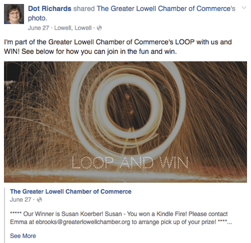 reklamējiet facebook loop giveaway profilā