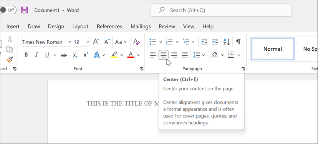 ierakstiet virsraksta formātā apa stilu programmā Microsoft Word