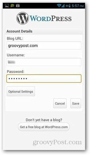 WordPress for android-gpost-login