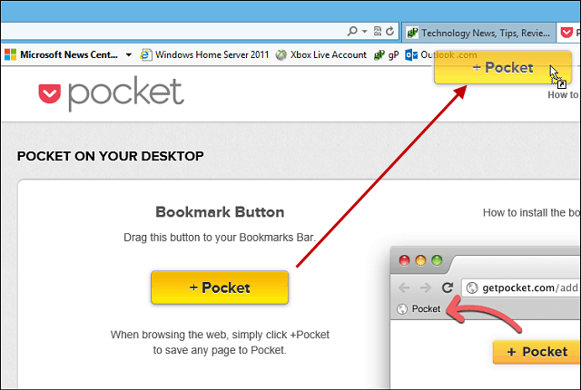 Kā lietot Pocket ar Internet Explorer