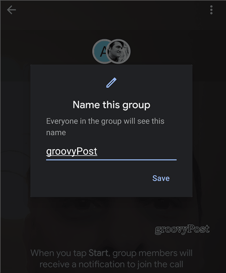 Google Duo grupas nosaukums