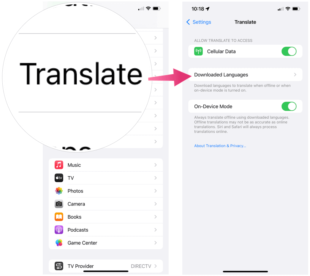 iPhone lejupielādētās valodas