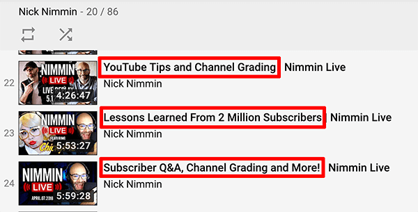 Šis ir YouTube tiešraides videoklipu ekrānuzņēmums no Nika Nimmina kanāla.