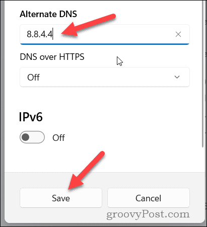 Iestatiet alternatīvus DNS iestatījumus operētājsistēmā Windows 11