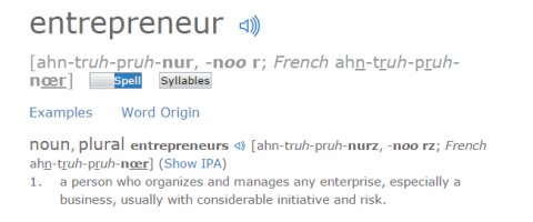 Vārda "uzņēmējs" definīcija ir riska ideja. 