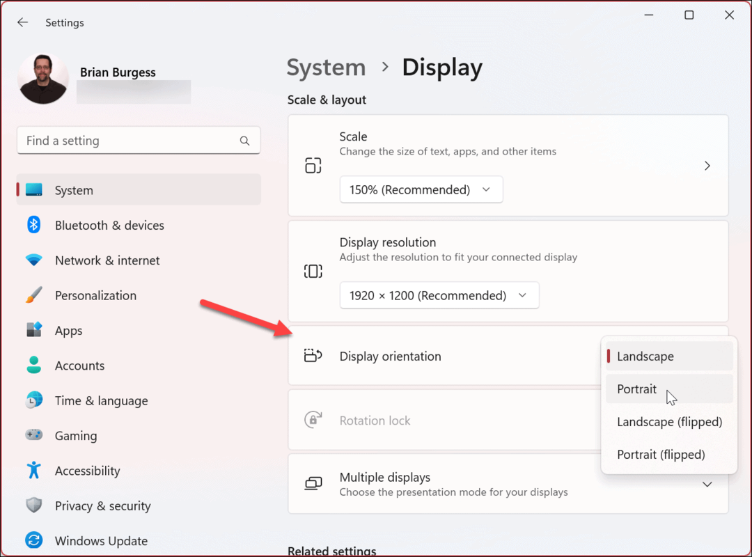 Pagrieziet ekrānu operētājsistēmā Windows 