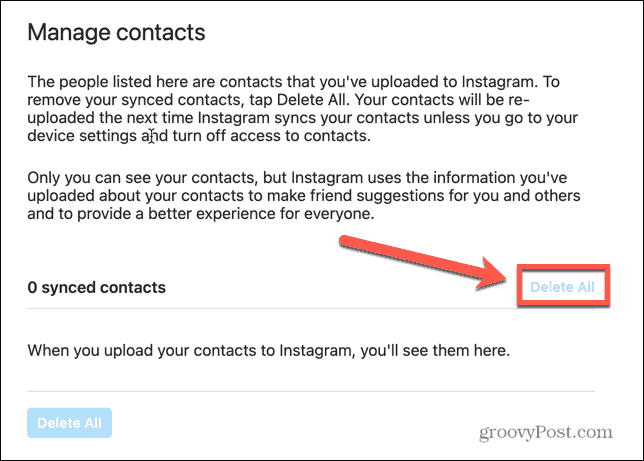 Instagram izdzēst visus kontaktus
