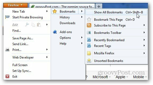 Grāmatzīmju pārsūtīšana Firefox 1