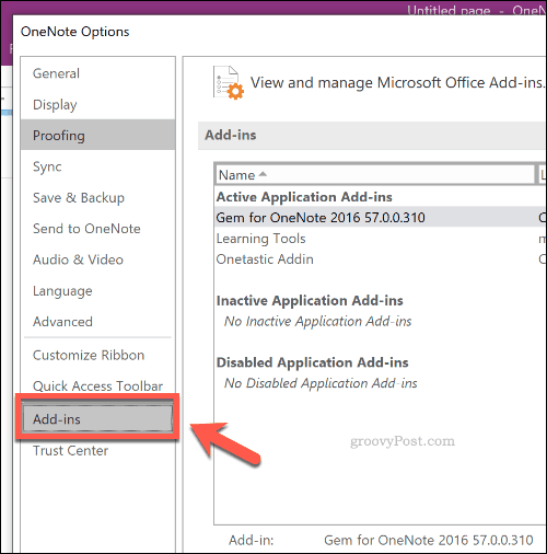 Pievienojiet OneNote opcijas