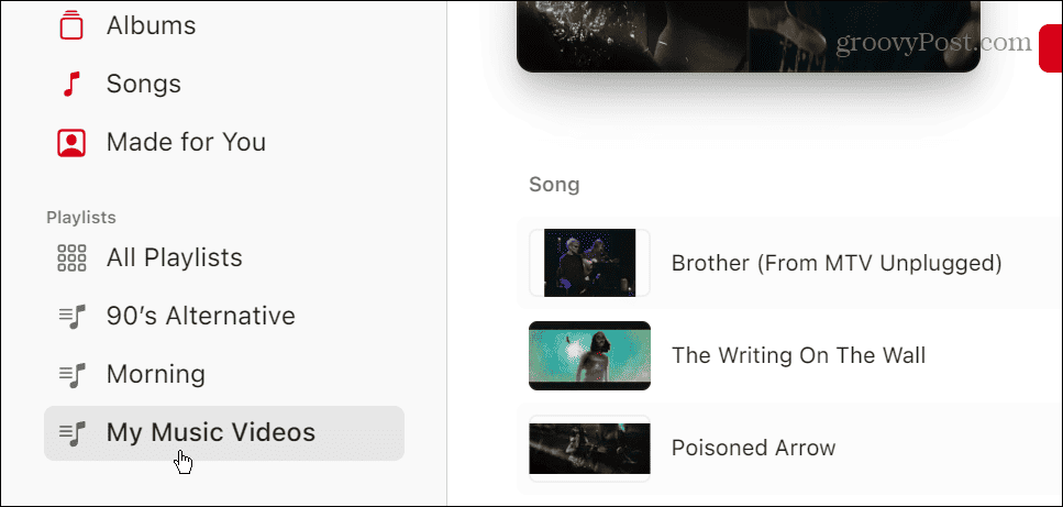 Video atskaņošanas saraksti pakalpojumā Apple Music