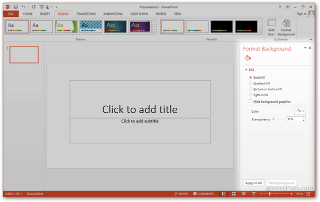 Office 2013 veidne Izveidot Izveidojiet pielāgotu dizainu POTX pielāgojiet slaidus slaidiem. Apmācība, kā formatēt fona rūti