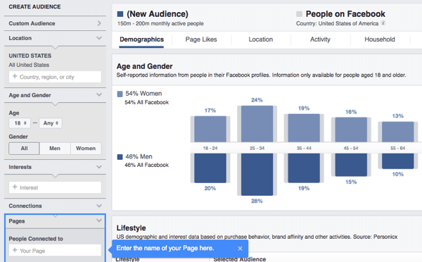 Izpētiet savu Facebook fanu demogrāfisko informāciju, intereses un uzvedību, izmantojot auditorijas ieskatus.
