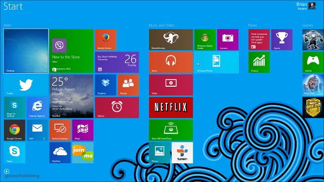 Windows 8.1 padoms: padariet darbvirsmas un sākuma ekrāna fonu vienādu