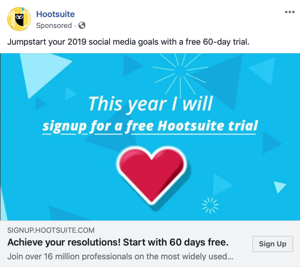 Facebook reklāmas paņēmieni, kas nodrošina rezultātus, piemēram, Hootsuite piedāvā bezmaksas izmēģinājumu
