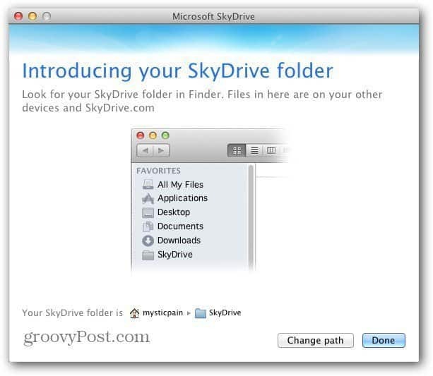 Mac SkyDrive atrašanās vieta