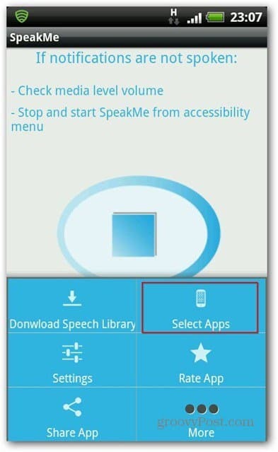 SpeakMe Android atlasītajām lietotnēm