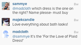 modcloth instagram komentāri