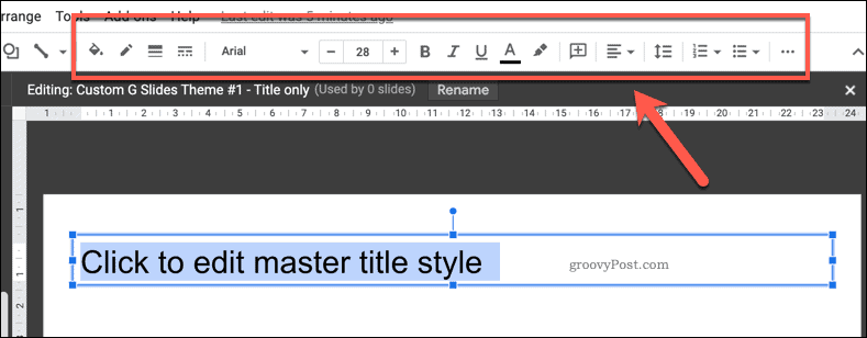 Iespējas veidnes tekstlodziņa pielāgošanai pakalpojumā Google prezentācijas