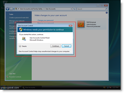 Windows Vista UAC uzvedne piekļuvei