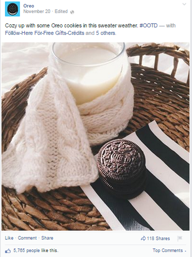 oreo hashtag facebook ziņa