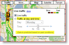 Google Maps Live Traffic dienas un laika iestatījumos