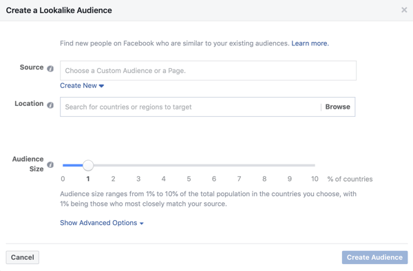 Tiek iestatīts, ja Facebook vadošo reklāmu kampaņai tiek izmantota līdzīga auditorija.