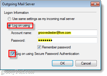 Windows Live pasta izejošais serveris