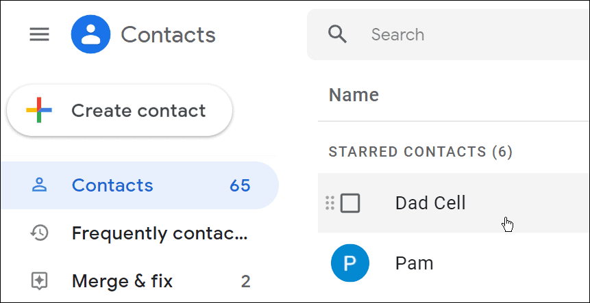 Gmail kontaktu lapa