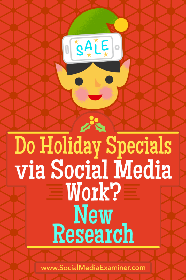 Vai svētku īpašie piedāvājumi darbojas, izmantojot sociālos medijus? Michelle Krasniak jaunais pētījums par sociālo mediju eksaminētāju.