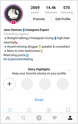 Instagram stāsta izcēlumi profilā