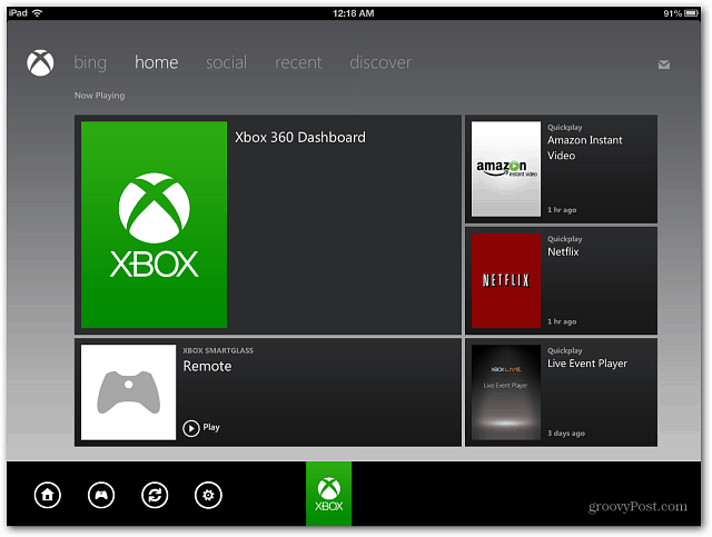 Xbox SmartGlass informācijas panelis