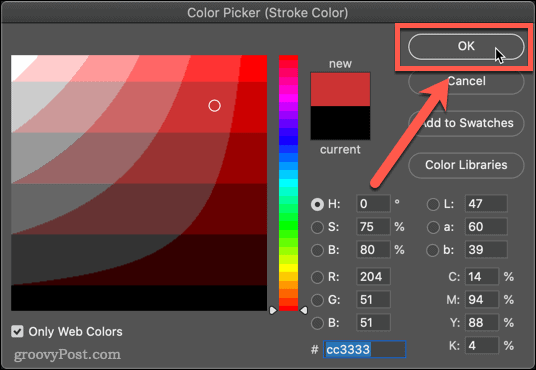 Jaunas krāsas izvēle programmā Photoshop