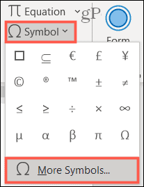 Simbols, vairāk simbolu programmā Word operētājsistēmā Windows