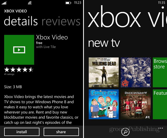 Xbox video WP8