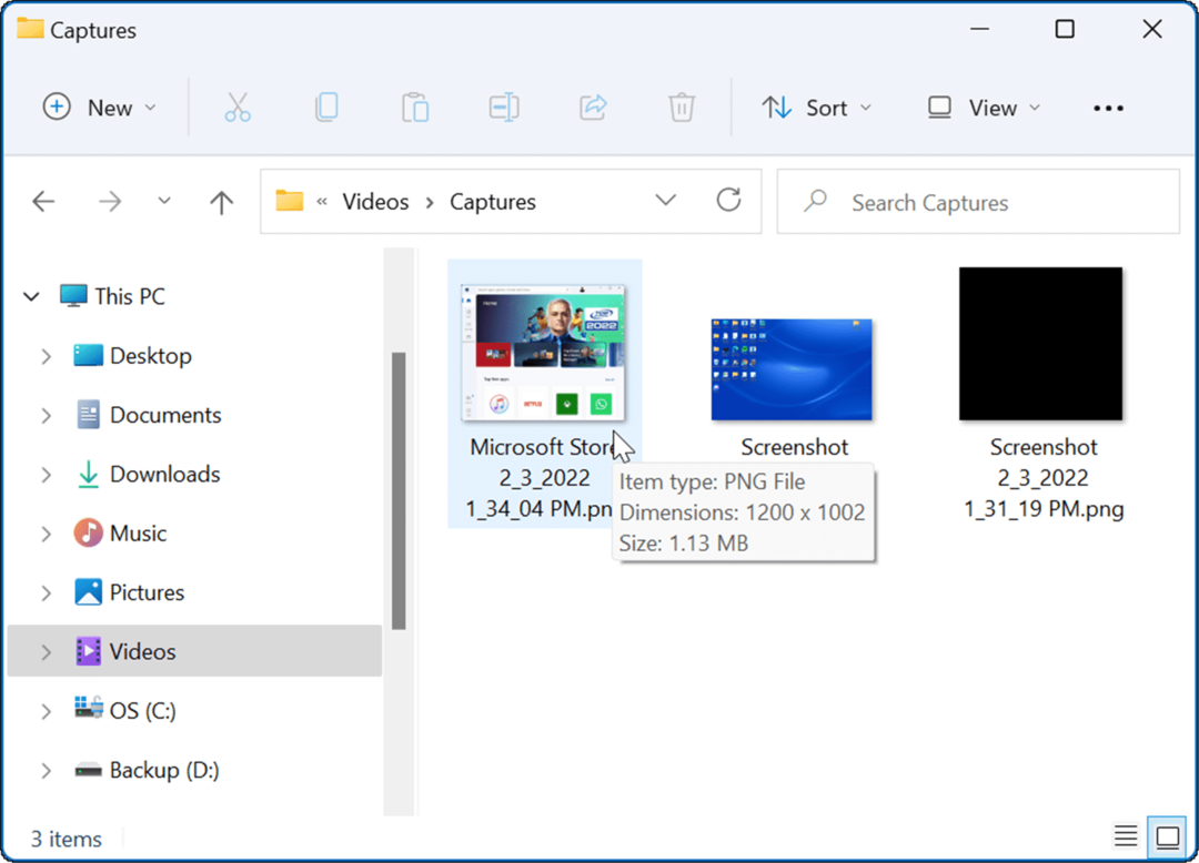 video uzņemšanas mape uzņemiet ekrānuzņēmumu operētājsistēmā Windows 11