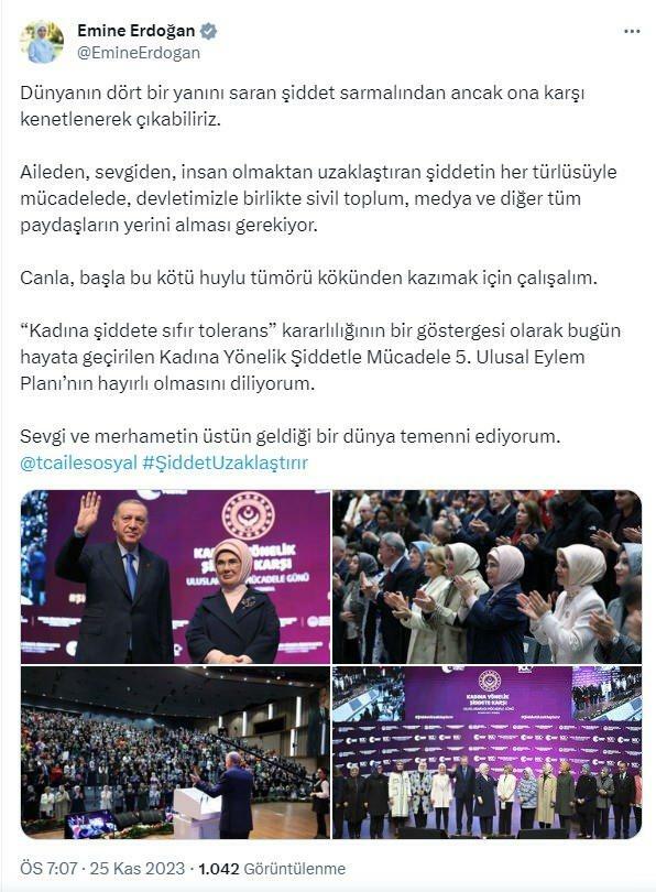 Pirmās lēdijas Erdoanas dalījums vardarbības pret sievietēm dienā