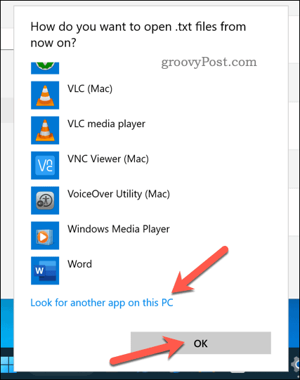 Programmas izvēle faila veida atvēršanai operētājsistēmā Windows 11