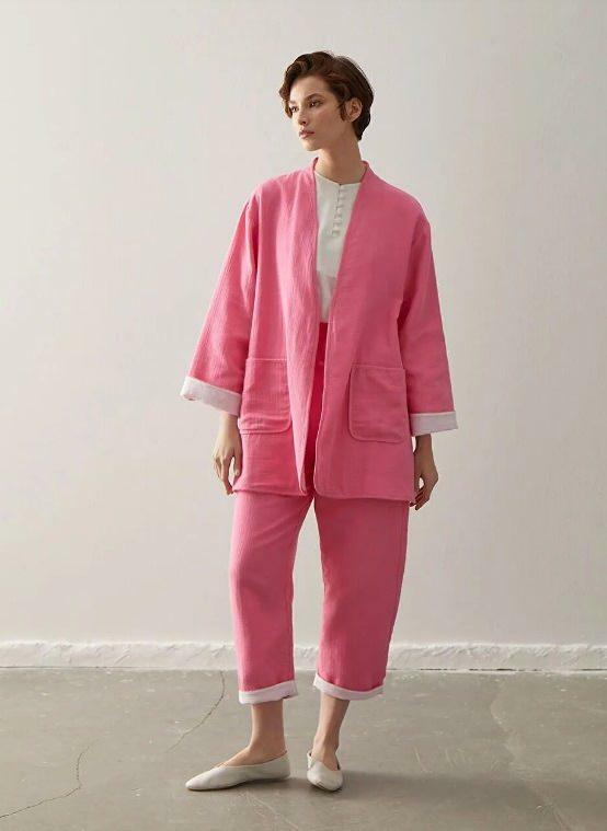 lcwaikiki kimono bikses uzvalks rozā