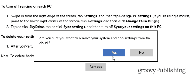 Sinhronizēto datu noņemšana no SkyDrive operētājsistēmā Windows 8.1
