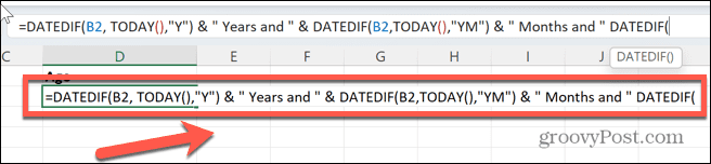 Excel gadi mēneši dienas formula