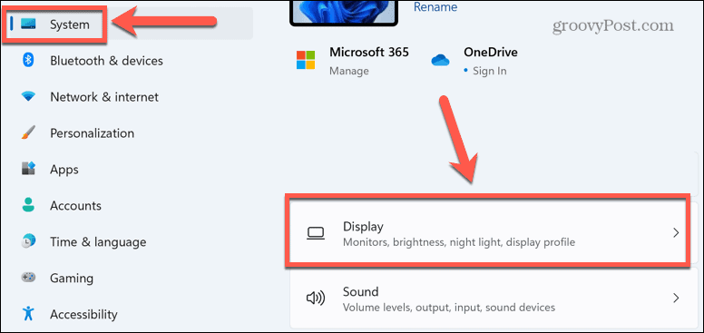 Windows 11 displeja izvēlne