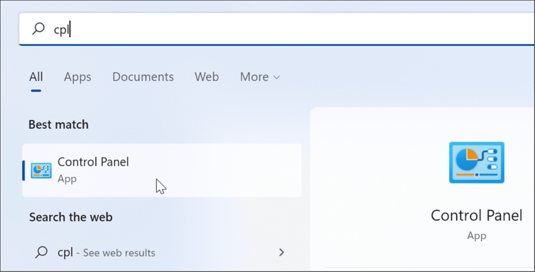 vadības paneļa Windows 11 meklēšana