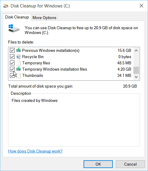 Diska tīrīšana Windows 10