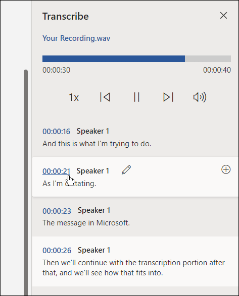 pārrakstīt audio failu programmā Microsoft uz Word