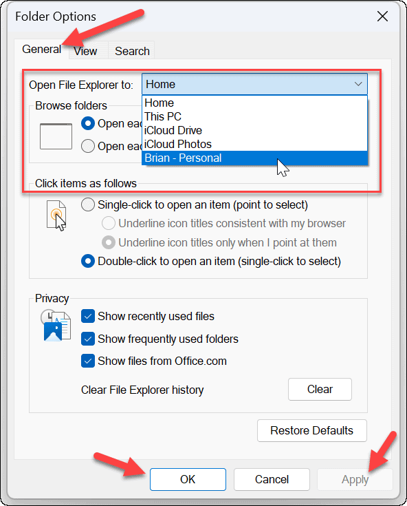 File Explorer Atveriet OneDrive 